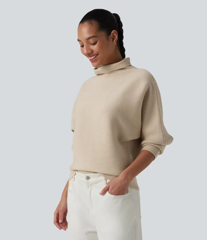 High-neck Batwing Sleeve Casual Jumper