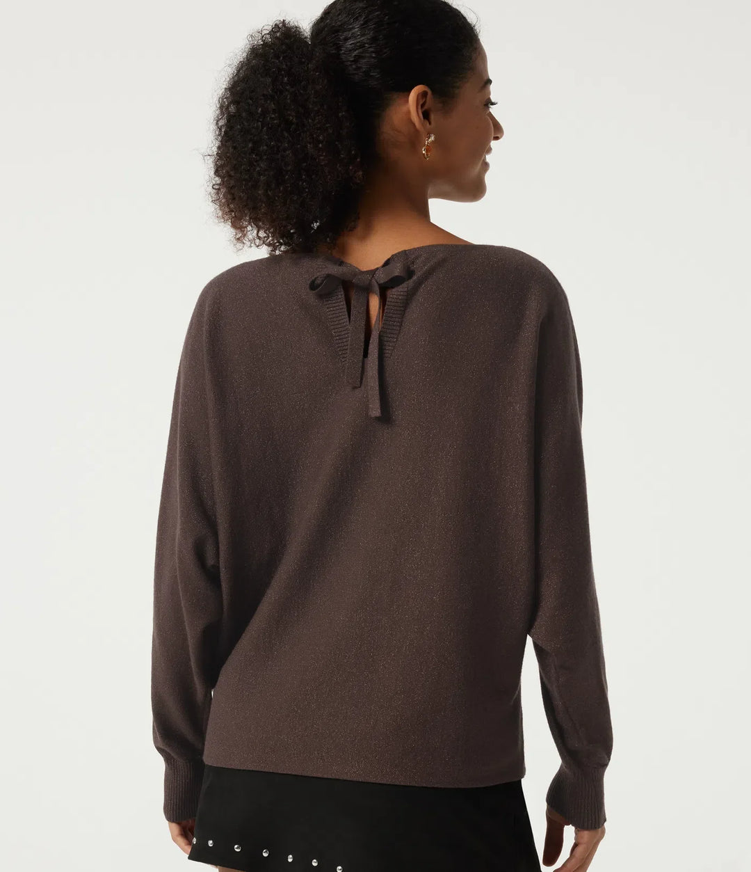 Round Neck Long Sleeve Tie Back Casual Jumper