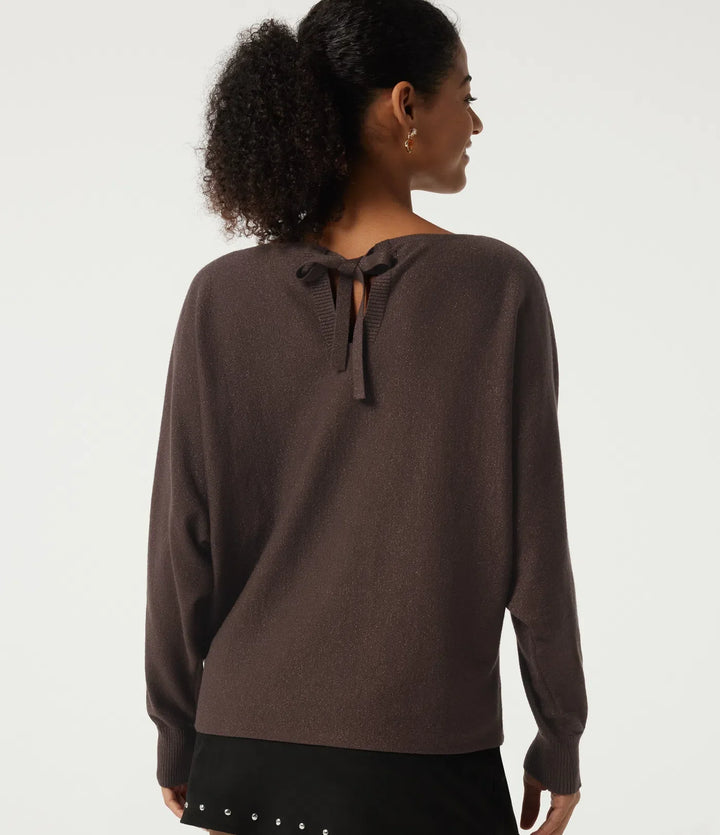Round Neck Long Sleeve Tie Back Casual Jumper