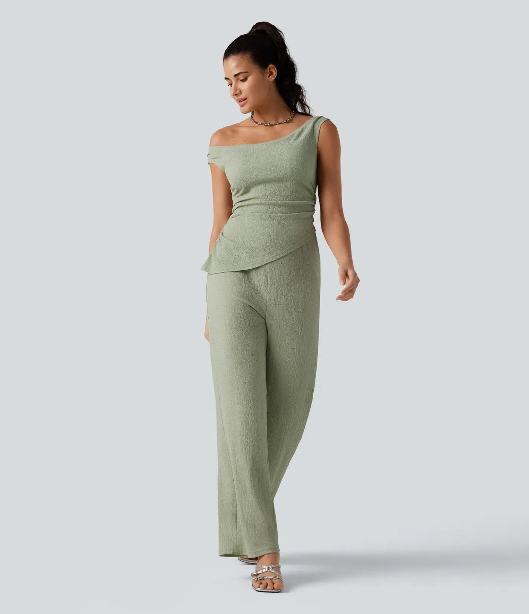 Off Shoulder Built-in Bra Casual Jumpsuit-Easy Peezy Edition