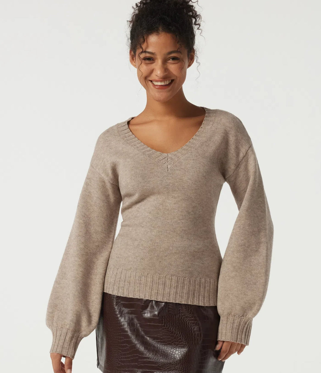 V Neck Long Sleeve Casual Jumper