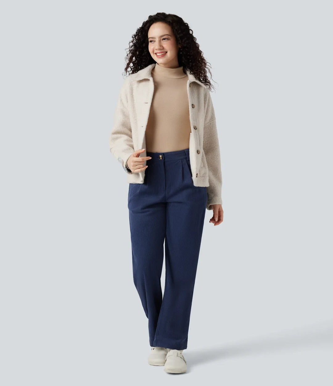 Lapel Long Sleeve Casual Sherpa Jacket