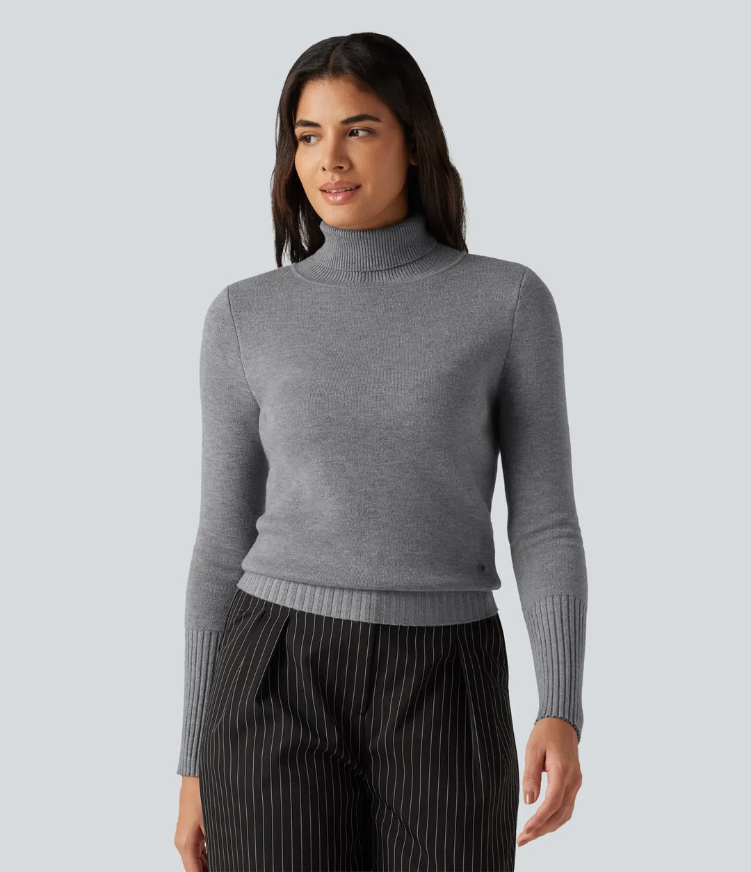 High Neck Long Sleeve Casual Jumper