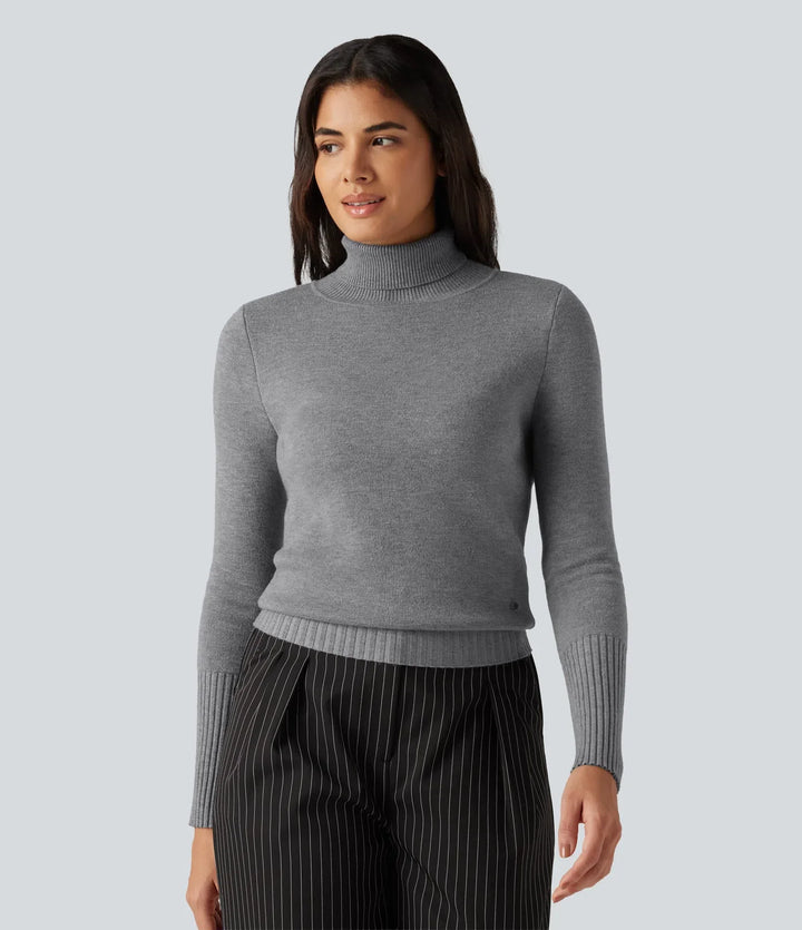High Neck Long Sleeve Casual Jumper