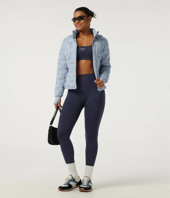 Removable Hood Long Sleeve Quilted Casual Down Jacket with Pockets and Thumb Holes