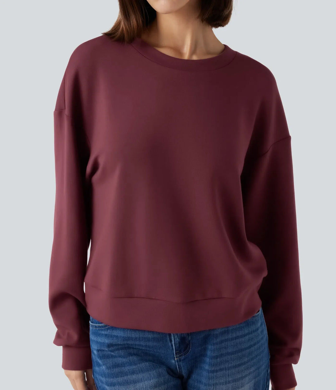 SpacerTek Round Neck Long Sleeve Twist-back Casual Sweatshirt