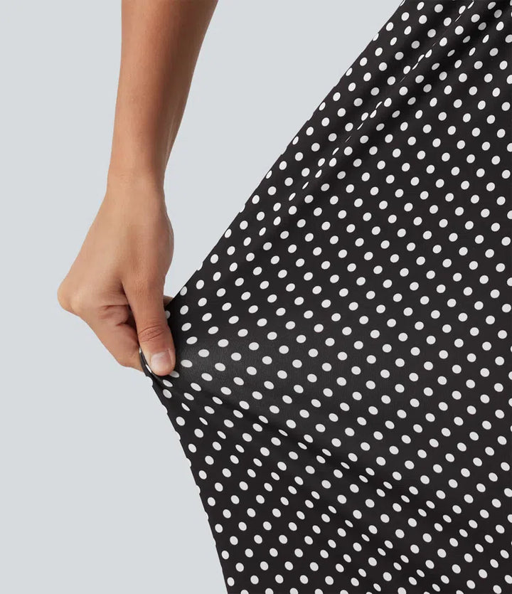 Halter Sleeveless Backless Built-in Bra Polka Dot Print Resort Jumpsuit with Pockets-Easy Peezy