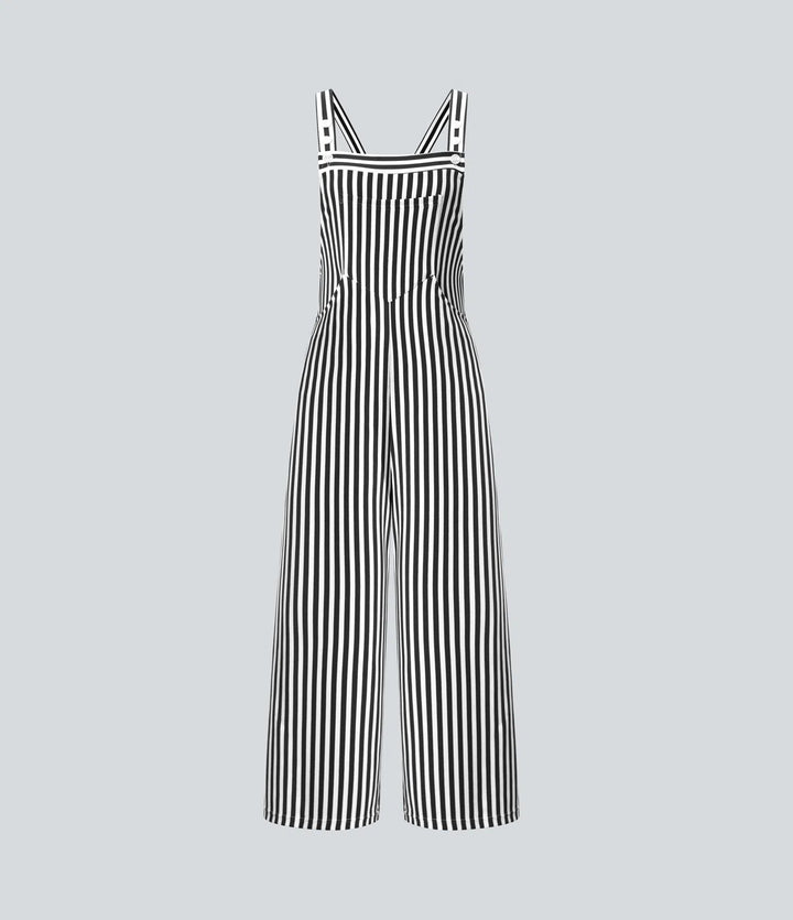 Pockets Stripe Waffle Dungarees