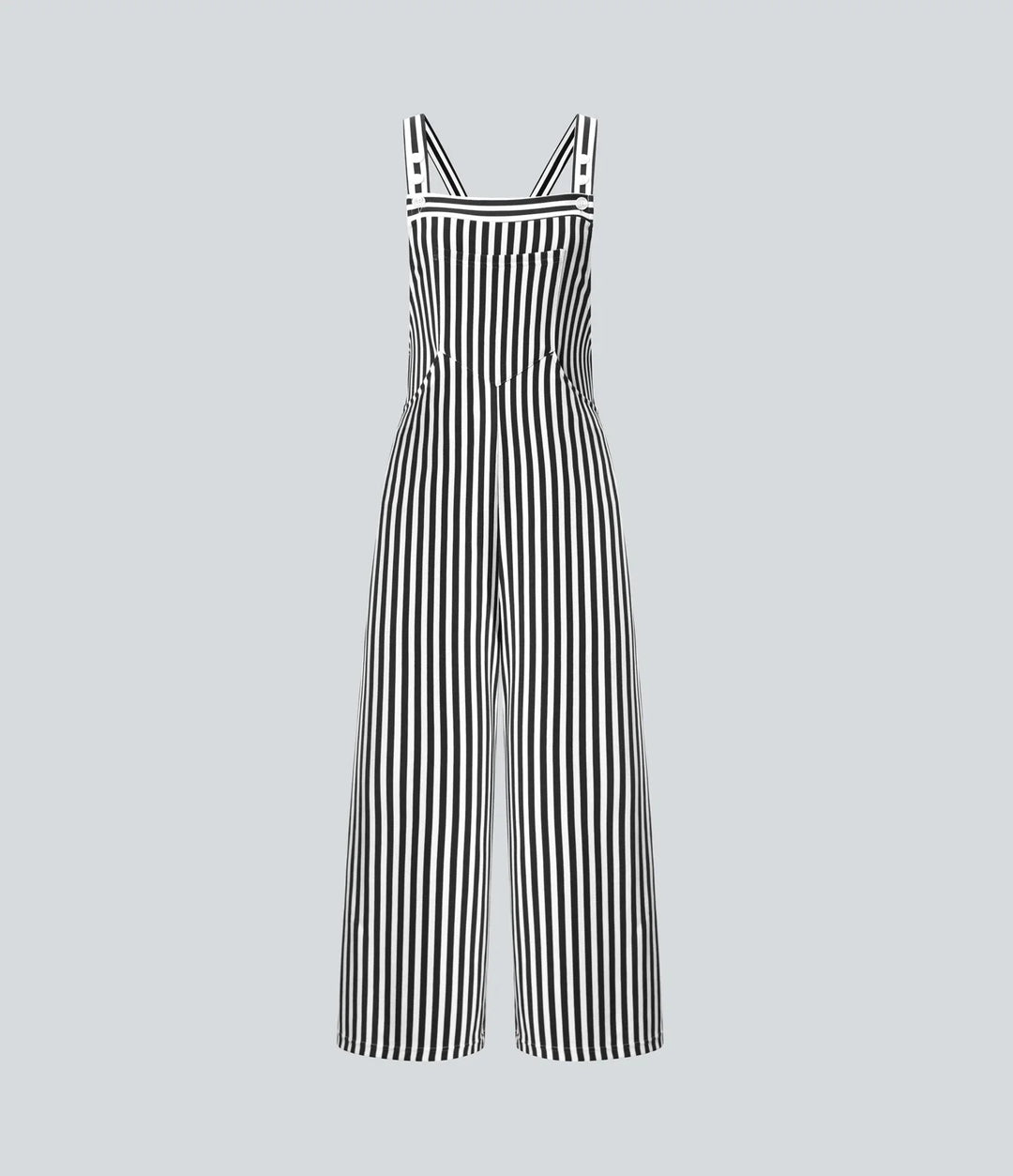 Pockets Stripe Waffle Overalls