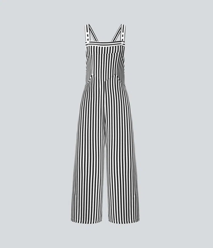 Pockets Stripe Waffle Dungarees