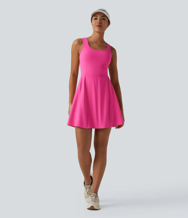 SoftlyZero Airy 2-in-1 InstantCool Mini Dance Active Dress with Pockets-Easy Peezy Edition-Longer Length