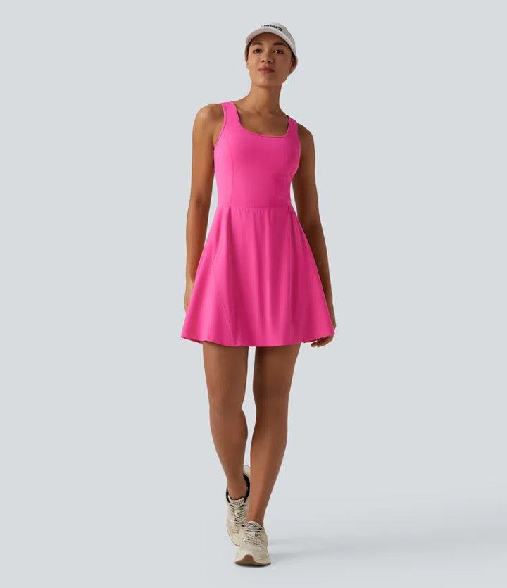 SoftlyZero Airy 2-in-1 InstantCool Mini Dance Active Dress with Pockets-Easy Peezy Edition-Longer Length
