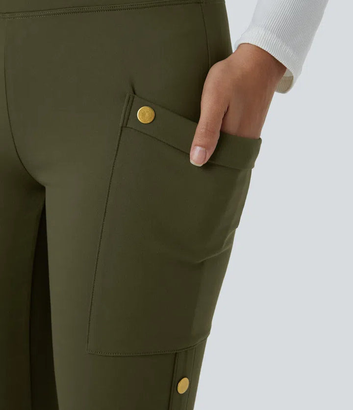 DayStretch High Waisted Decorative Pocket Skinny Ankle Length Casual Trousers