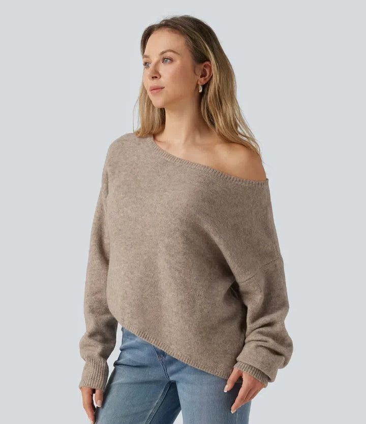 One Shoulder Long Sleeve Asymmetric Casual Jumper