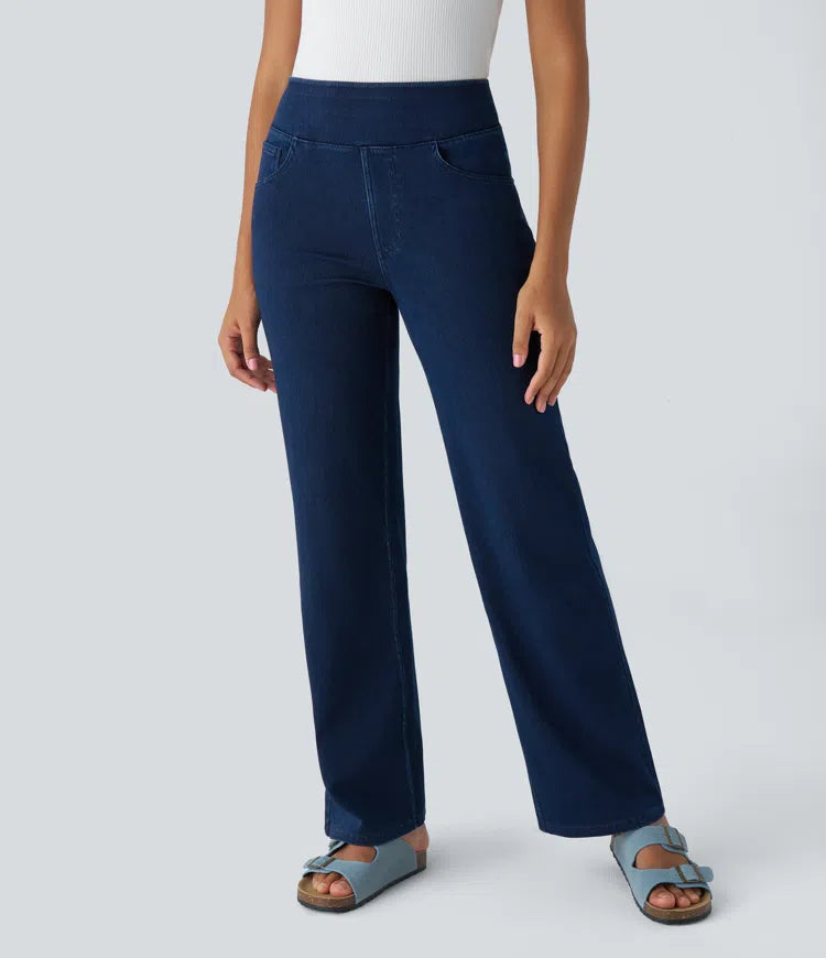 Halara Flex High Waisted Pockets Straight Leg Work Jeans