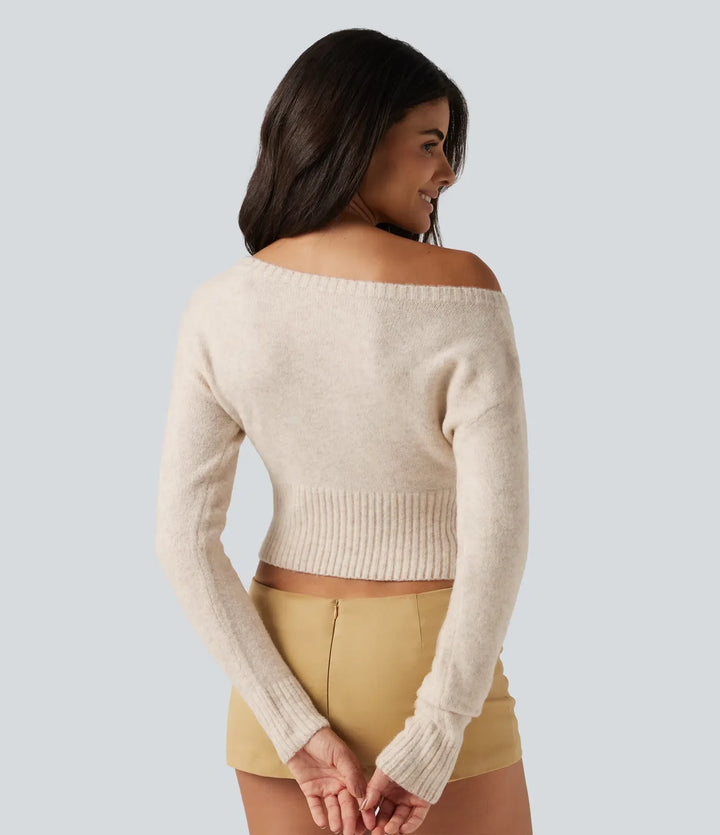 One Shoulder Batwing Long Sleeve Casual Jumper