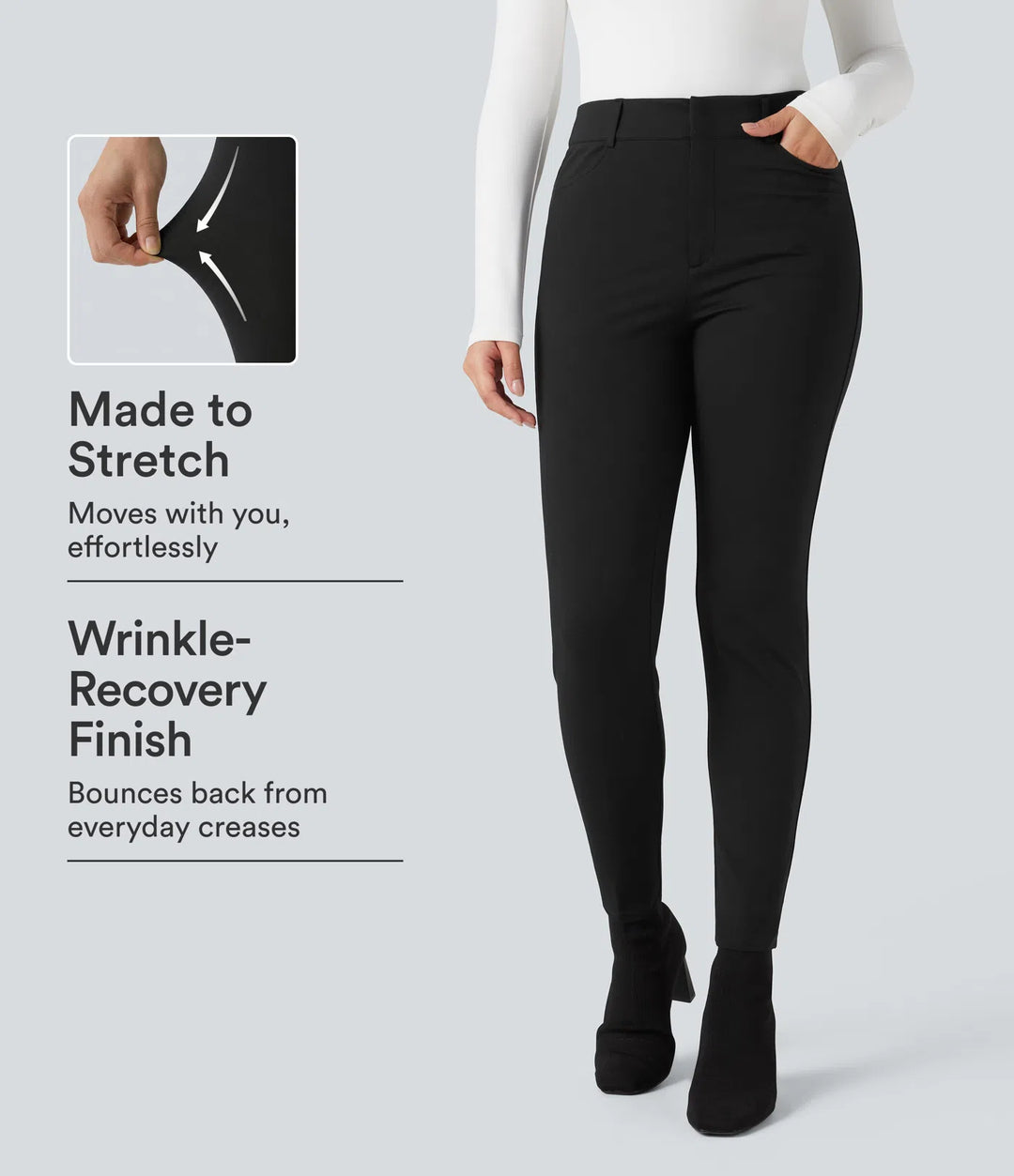 Halara Flex High-waisted Skinny Herringbone Work Trousers with Pockets