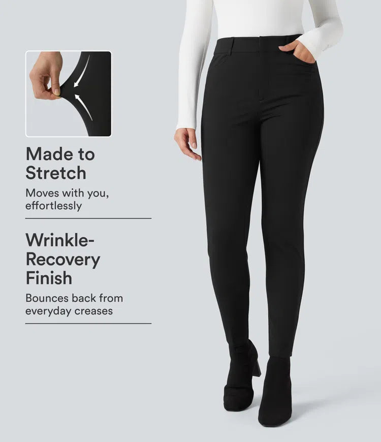 Halara Flex High-waisted Skinny Herringbone Work Trousers with Pockets