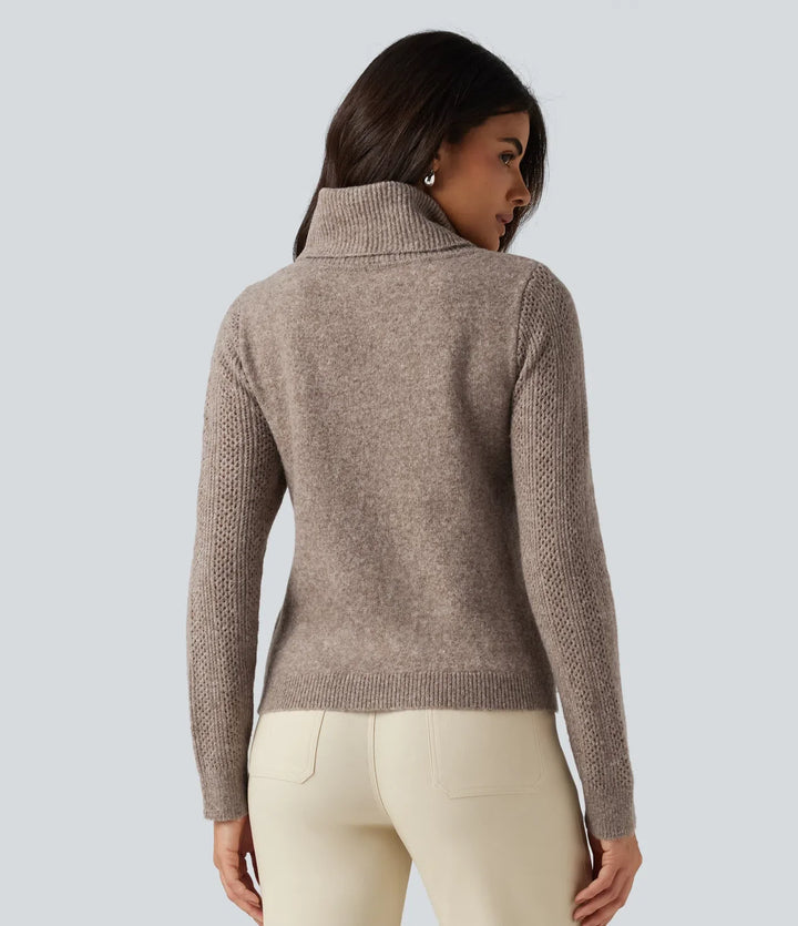 High Neck Long Sleeve Slim Work Jumper