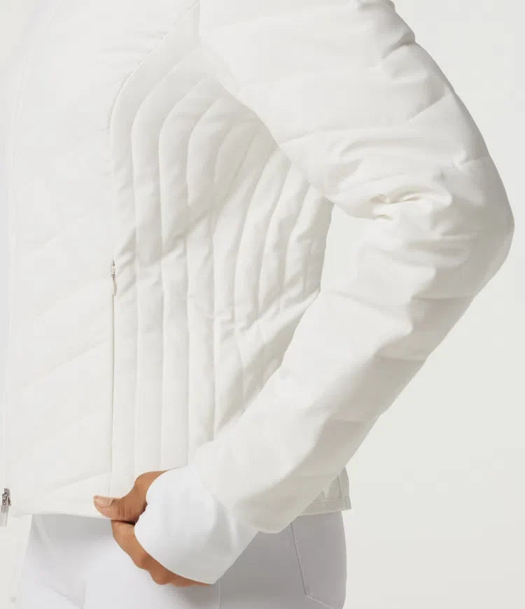 PuffFlex High Neck Long Sleeve Quilted Casual Padded Jacket with Pockets and Thumbholes