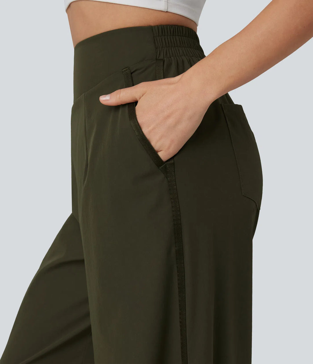High Waisted Wide Leg Casual Trousers with Pockets