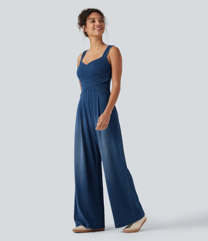 Halara Flex Built-in Bra Denim Casual Jumpsuit with Pockets-Easy Peezy Edition