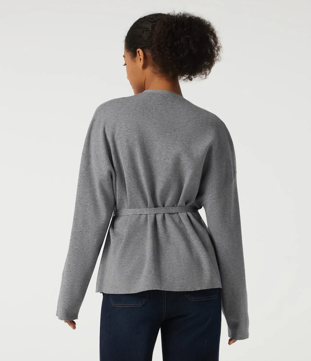 V Neck Long Sleeve Belted Work Cardigan