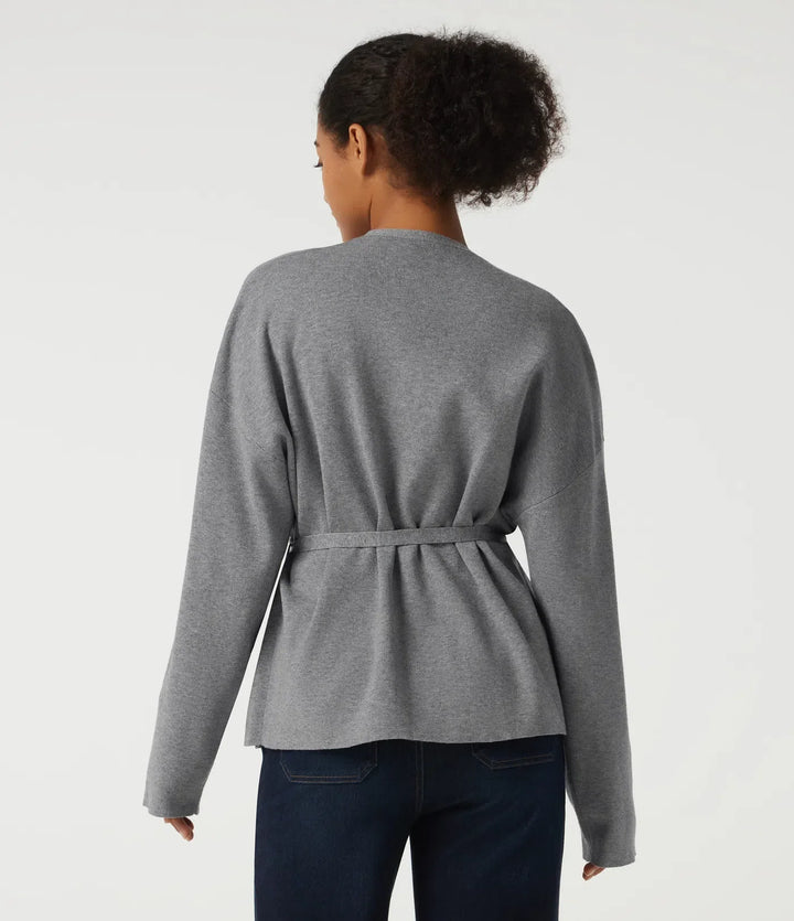 V Neck Long Sleeve Belted Work Cardigan