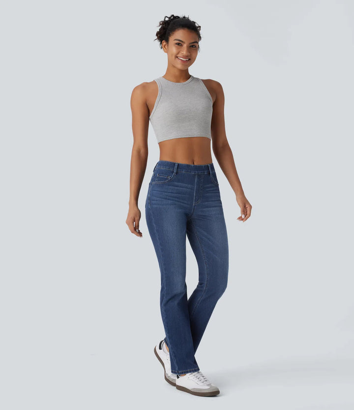 Halara Flex High Waisted Pockets Washed Casual Bootcut Jeans