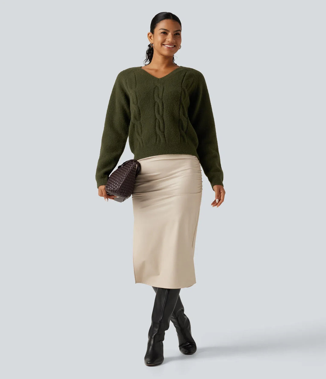 V Neck Raglan Long Sleeve Work Jumper