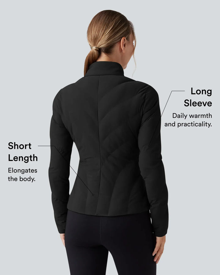 PuffFlex High-neck Long Sleeve Stretchy Casual Padded Jacket with Pockets