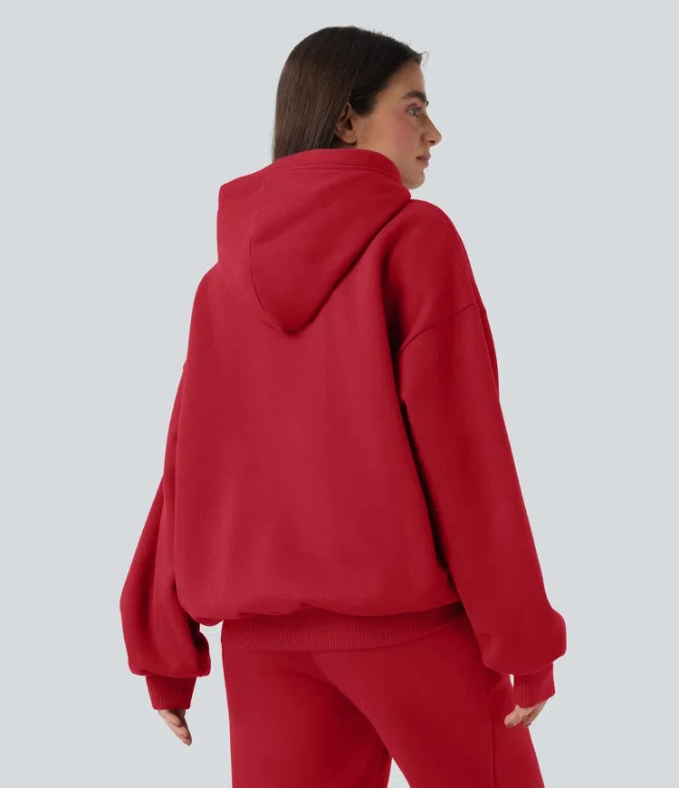 Hooded Long Sleeve Fleece Casual Cotton Sweatshirt with Pockets