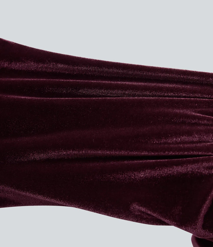 Round Neck Sleeveless Tie Back Velvet Party Jumpsuit with Pockets