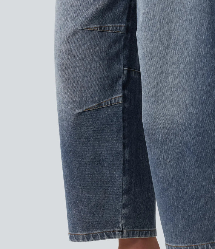 Halara Flex Low Rise Zipper Pockets Barrel Leg Casual Jeans