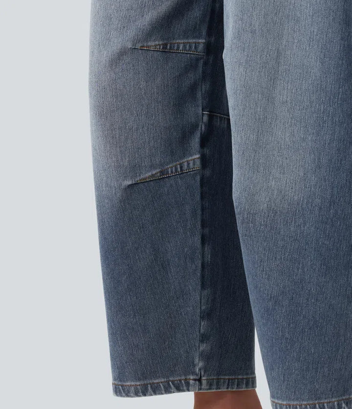 Halara Flex Low Rise Zipper Pockets Barrel Leg Casual Jeans