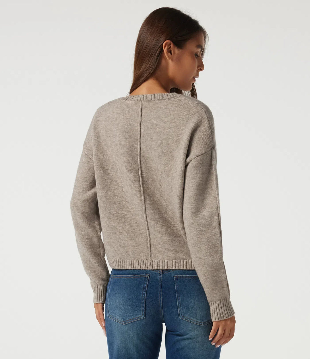 Round Neck Dropped Shoulder Long Sleeve Casual Jumper