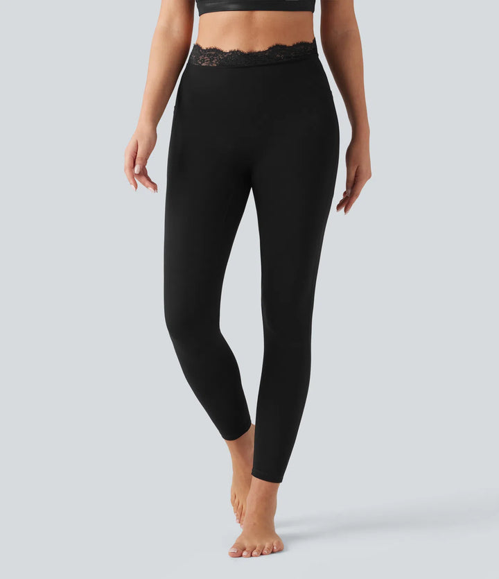 Halara UltraSculpt V-Shaped High Waisted Contrast Lace Yoga Leggings with Pockets