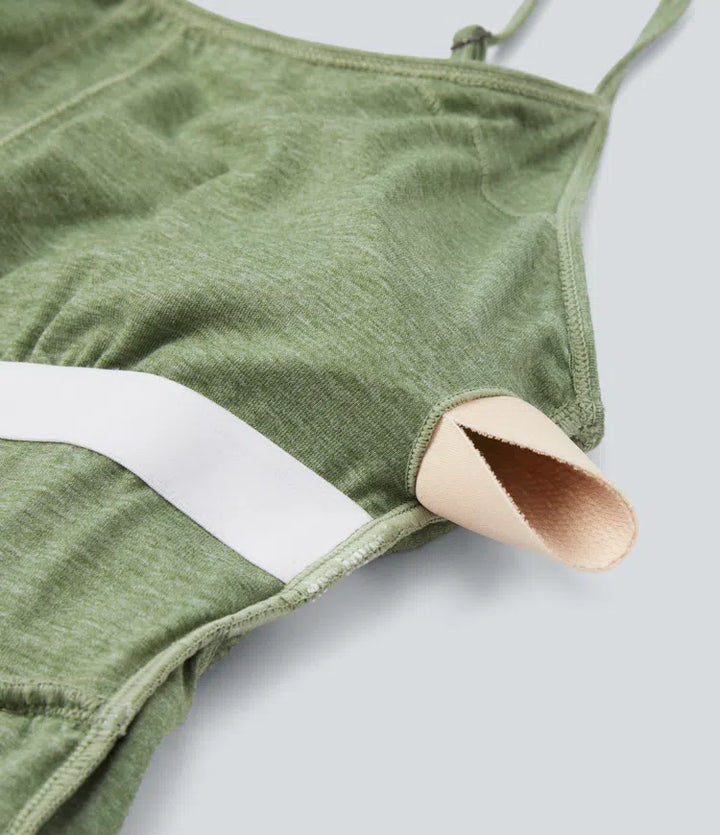 Built-in Bra Ruched 2-in-1 Heathered Casual Playsuit with Pockets-Easy Peezy Edition
