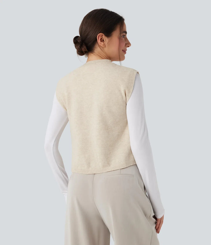 Round Neck Tie Work Jumper Vest
