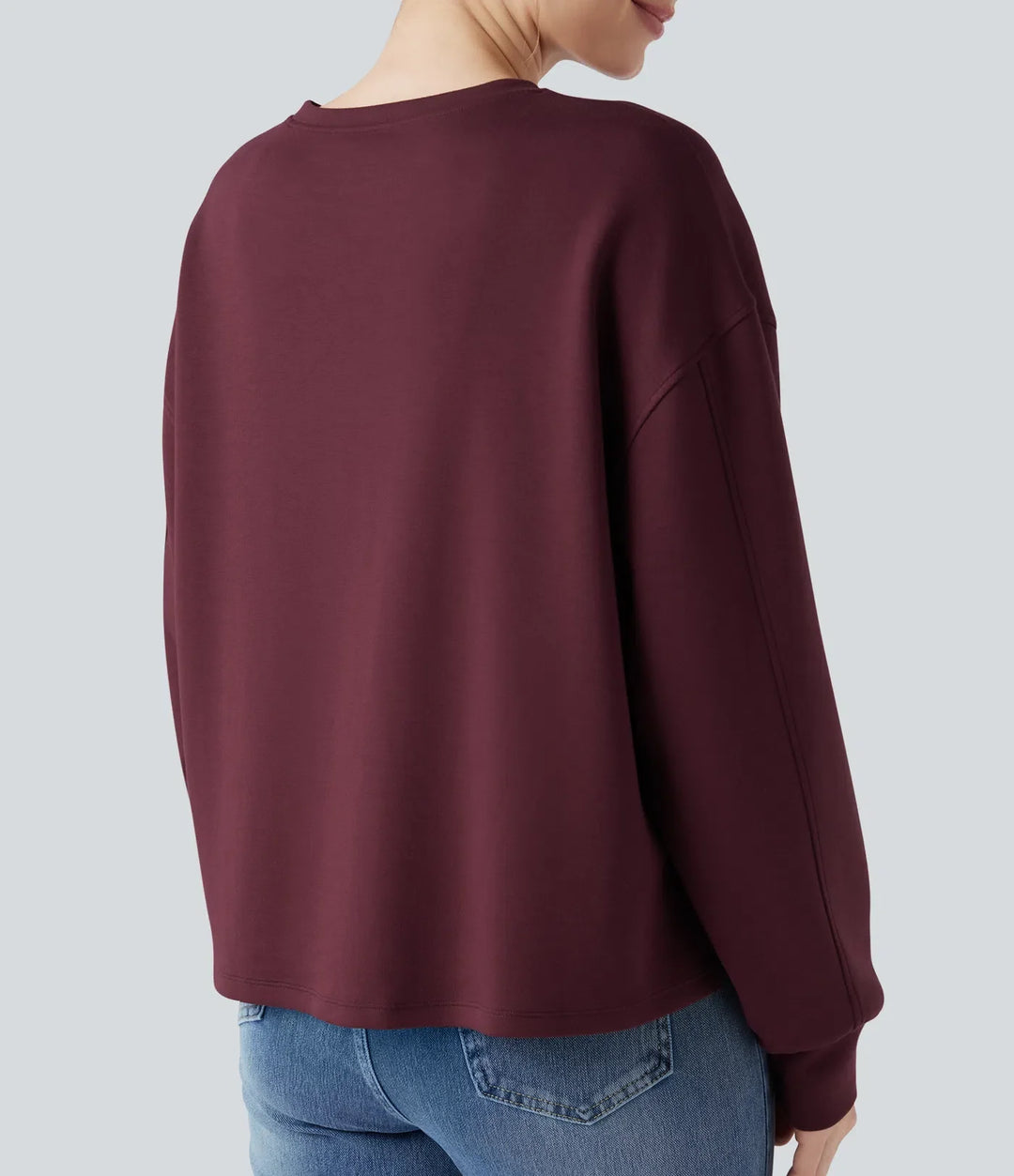 Round Neck Long Sleeve High Low Casual Sweatshirt