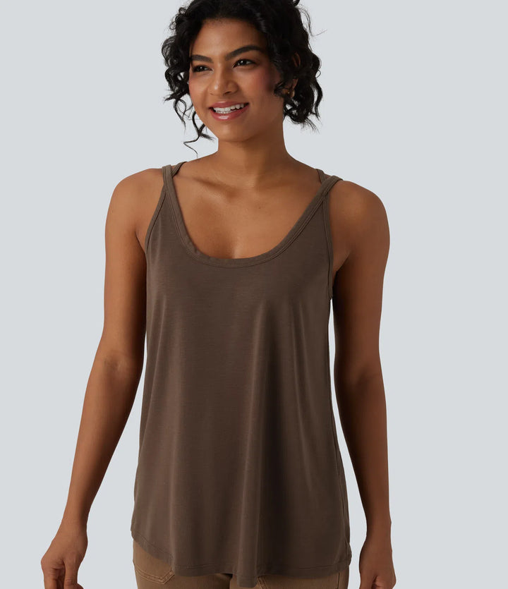 U Neck Relaxed Casual Tank Top