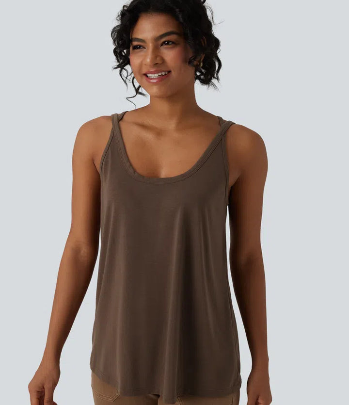 U Neck Relaxed Casual Tank Top