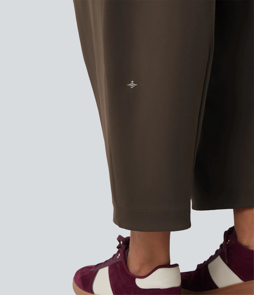 DayStretch Mid Rise Casual Barrel Leg Baggy 7/8 Trousers with Pockets