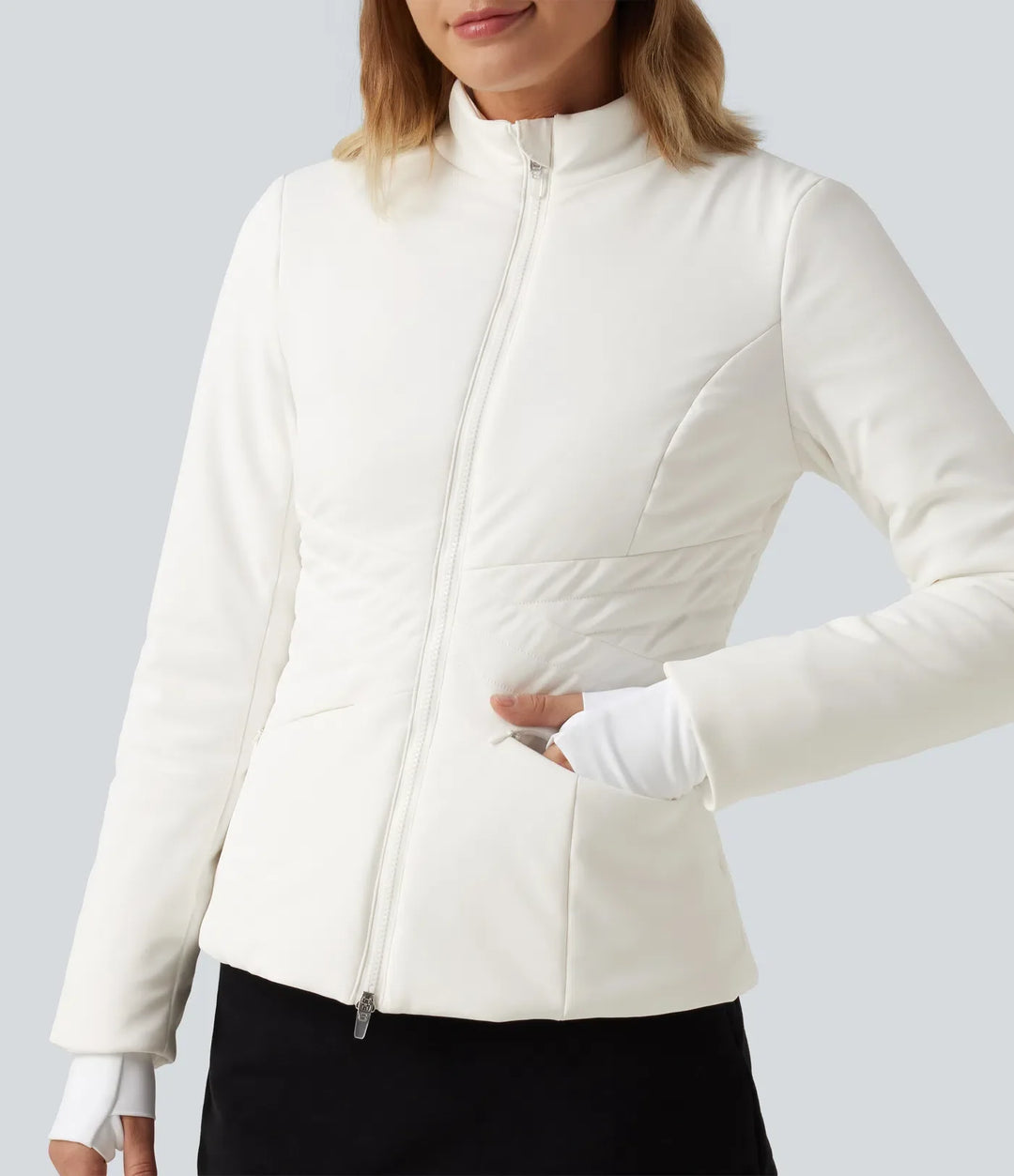 PuffFlex Long Sleeve Double Zipper Casual Padded Jacket with Pockets