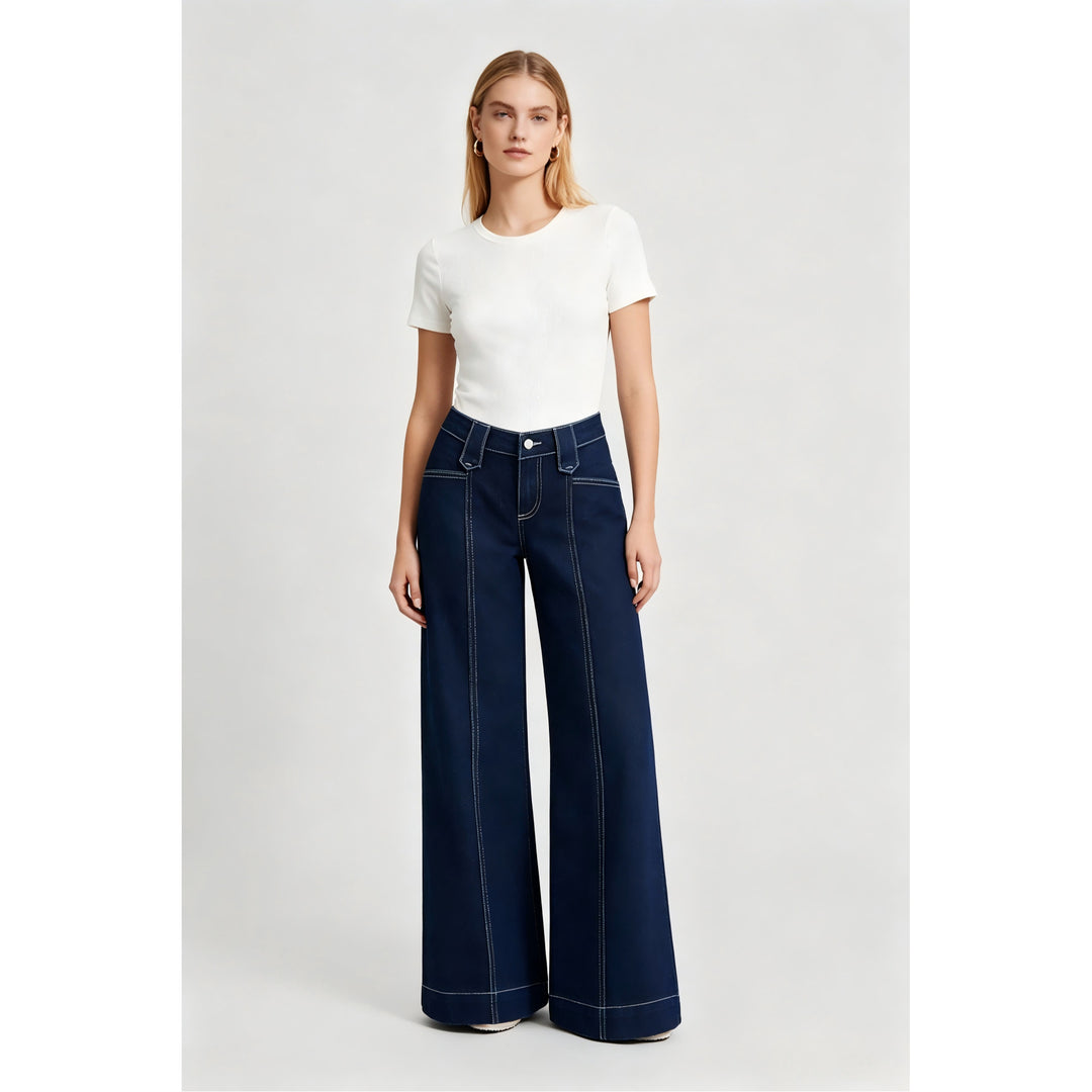 Halara Flex High Waisted Pockets Washed Casual Wide Leg Jeans