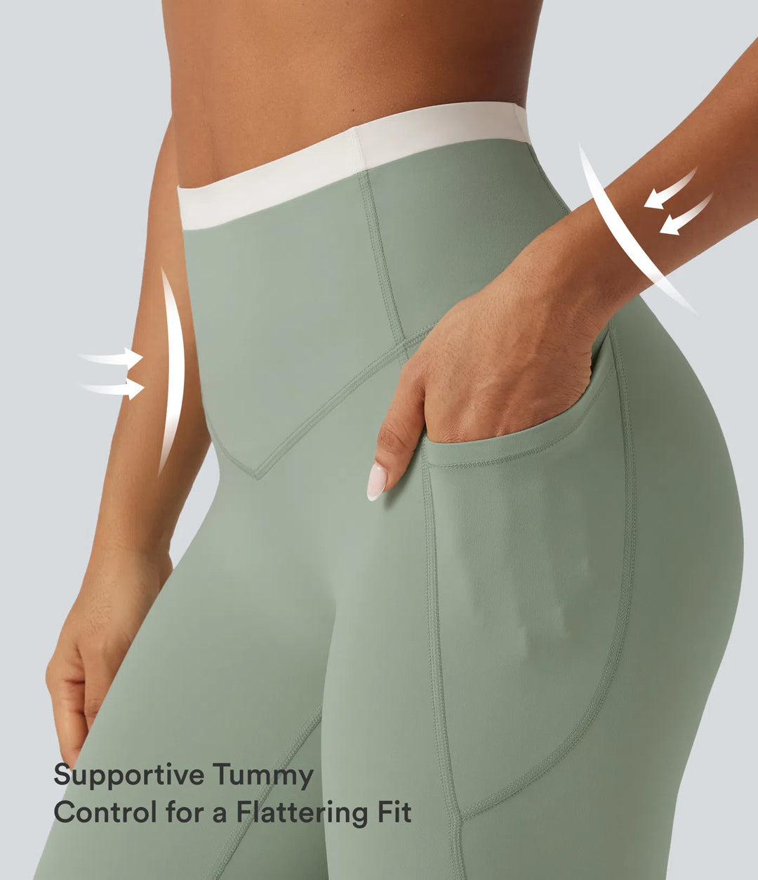 Halara UltraSculpt High Waisted Tummy Control colourBlock Skinny Yoga Leggings with Pockets
