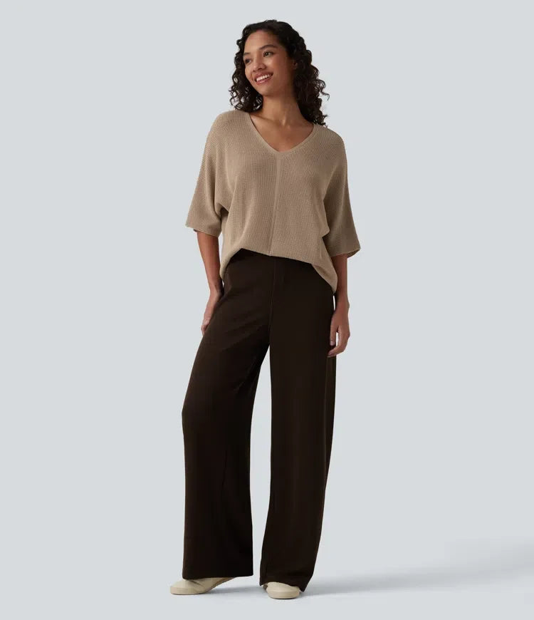 V Neck Half Sleeve Casual Jumper