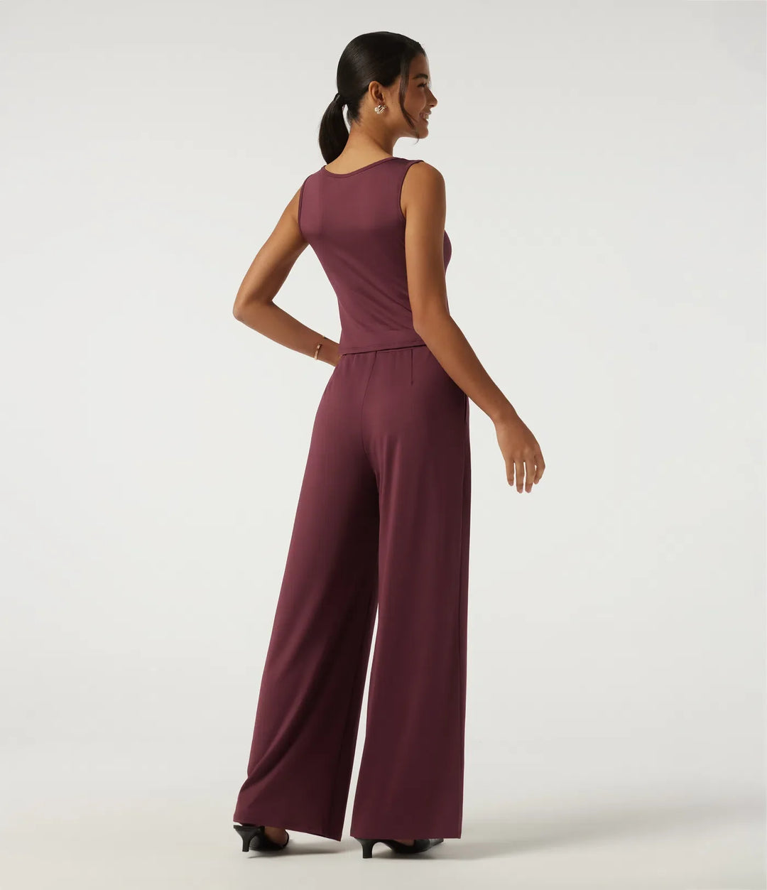 Round Neck Sleeveless Slim Wide Leg Asymmetric Party Jumpsuits with Pockets -Easy Peezy Edition