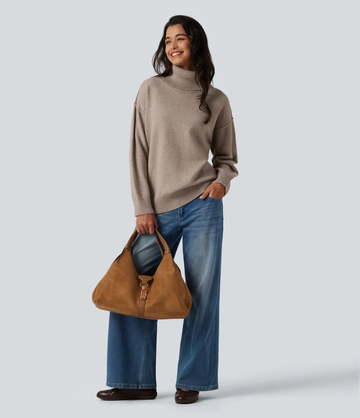 High Neck Long Sleeve Casual Jumper