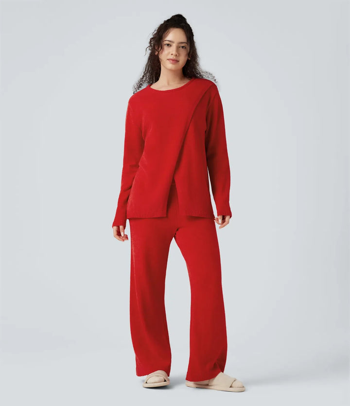 Round Neck Long Sleeve Jumper Knit Lounge Top
